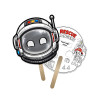5x5 Inch Astronaut Shaped Face Mask Mini Hand Fans - 16 pt