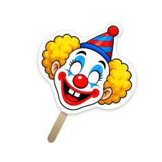 5x5 Inch Clown Shaped Face Mask Mini Hand Fans - 16 pt