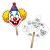 5x5 Inch Clown Shaped Face Mask Mini Hand Fans - 16 pt