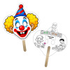 5x5 Inch Clown Shaped Face Mask Mini Hand Fans - 16 pt