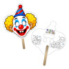 5x5 Inch Clown Shaped Face Mask Mini Hand Fans - 16 pt