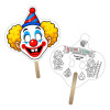 5x5 Inch Clown Shaped Face Mask Mini Hand Fans - 16 pt