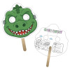 5x5 Inch Dinosaur Shaped Face Mask Mini Hand Fans - 16 pt