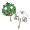5x5 Inch Dinosaur Shaped Face Mask Mini Hand Fans - 16 pt
