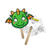 5x5 Inch Dragon Shaped Face Mask Mini Hand Fans - 16 pt