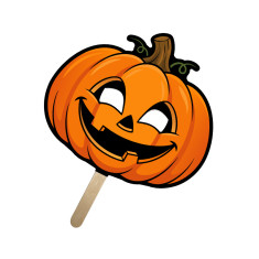 5x5 Inch Pumpkin Shaped Face Mask Mini Hand Fans - 16 pt