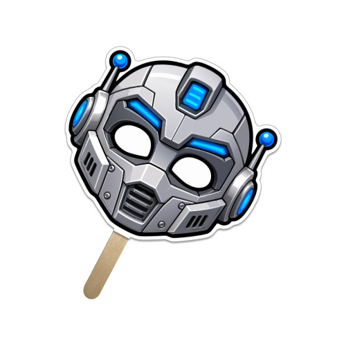5x5 Inch Robot Shaped Face Mask Mini Hand Fans - 16 pt