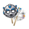5x5 Inch Robot Shaped Face Mask Mini Hand Fans - 16 pt