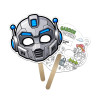 5x5 Inch Robot Shaped Face Mask Mini Hand Fans - 16 pt