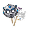 5x5 Inch Robot Shaped Face Mask Mini Hand Fans - 16 pt