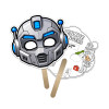 5x5 Inch Robot Shaped Face Mask Mini Hand Fans - 16 pt