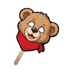 5x5 Inch Teddy Bear Shaped Face Mask Mini Hand Fans - 16 pt