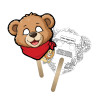 5x5 Inch Teddy Bear Shaped Face Mask Mini Hand Fans - 16 pt