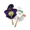 5x5 Inch Witch Shaped Face Mask Mini Hand Fans - 16 pt