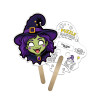 5x5 Inch Witch Shaped Face Mask Mini Hand Fans - 16 pt
