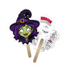 5x5 Inch Witch Shaped Face Mask Mini Hand Fans - 16 pt