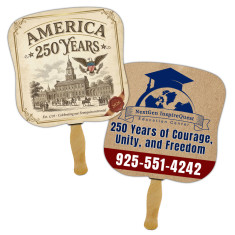 7.25x7.25 Inch Full Color Hourglass Double Sided Hand Fans - 16 pt