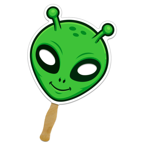 8x8 Inch Alien Shaped Face Mask Hand Fans - 16 pt