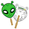 8x8 Inch Alien Shaped Face Mask Hand Fans - 16 pt