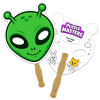8x8 Inch Alien Shaped Face Mask Hand Fans - 16 pt