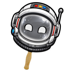 8x8 Inch Astronaut Shaped Face Mask Hand Fans - 16 pt