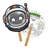 8x8 Inch Astronaut Shaped Face Mask Hand Fans - 16 pt