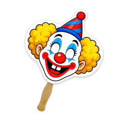 8x8 Inch Clown Shaped Face Mask Hand Fans - 16 pt