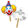 8x8 Inch Clown Shaped Face Mask Hand Fans - 16 pt