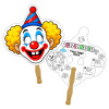 8x8 Inch Clown Shaped Face Mask Hand Fans - 16 pt