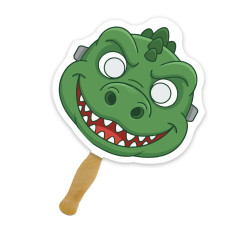8x8 Inch Dinosaur Shaped Face Mask Hand Fans - 16 pt