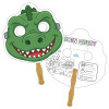 8x8 Inch Dinosaur Shaped Face Mask Hand Fans - 16 pt