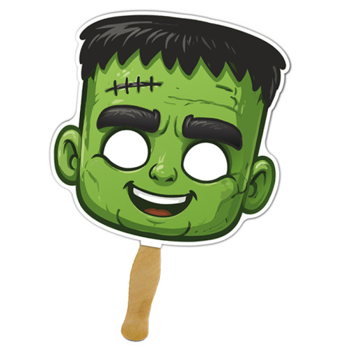 8x8 Inch Monster Shaped Face Mask Hand Fans - 16 pt