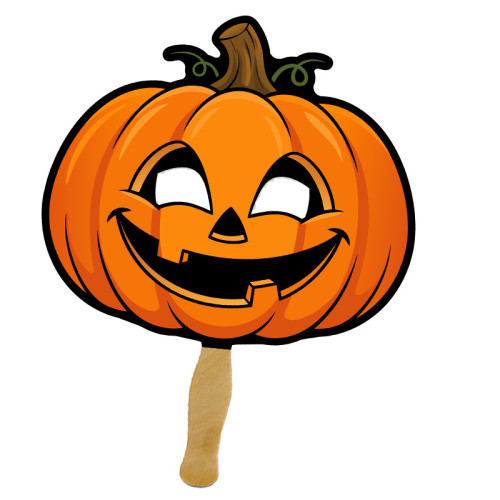8x8 Inch Pumpkin Shaped Face Mask Hand Fans - 16 pt