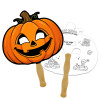 8x8 Inch Pumpkin Shaped Face Mask Hand Fans - 16 pt
