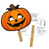 8x8 Inch Pumpkin Shaped Face Mask Hand Fans - 16 pt