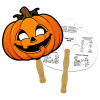 8x8 Inch Pumpkin Shaped Face Mask Hand Fans - 16 pt
