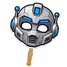 8x8 Inch Robot Shaped Face Mask Hand Fans - 16 pt