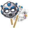 8x8 Inch Robot Shaped Face Mask Hand Fans - 16 pt