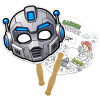 8x8 Inch Robot Shaped Face Mask Hand Fans - 16 pt