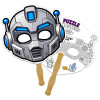 8x8 Inch Robot Shaped Face Mask Hand Fans - 16 pt