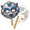 8x8 Inch Robot Shaped Face Mask Hand Fans - 16 pt