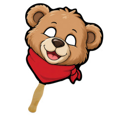 8x8 Inch Teddy Bear Shaped Face Mask Hand Fans - 16 pt