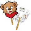8x8 Inch Teddy Bear Shaped Face Mask Hand Fans - 16 pt