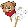 8x8 Inch Teddy Bear Shaped Face Mask Hand Fans - 16 pt