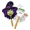 8x8 Inch Witch Shaped Face Mask Hand Fans - 16 pt