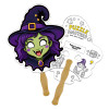 8x8 Inch Witch Shaped Face Mask Hand Fans - 16 pt