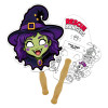 8x8 Inch Witch Shaped Face Mask Hand Fans - 16 pt
