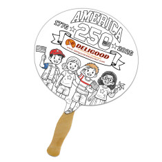 Bubble Shape One Sided Full Color Coloring Hand Fans - 16 pt