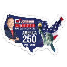 America 250th Anniversary 3.5x2.34 United States Shaped Magnets 20 Mil