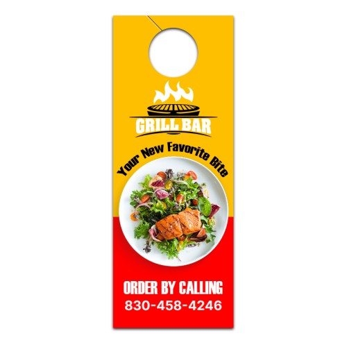 4.5x11 Inch Full Color One Sided Door Hangers - 16 pt Paper